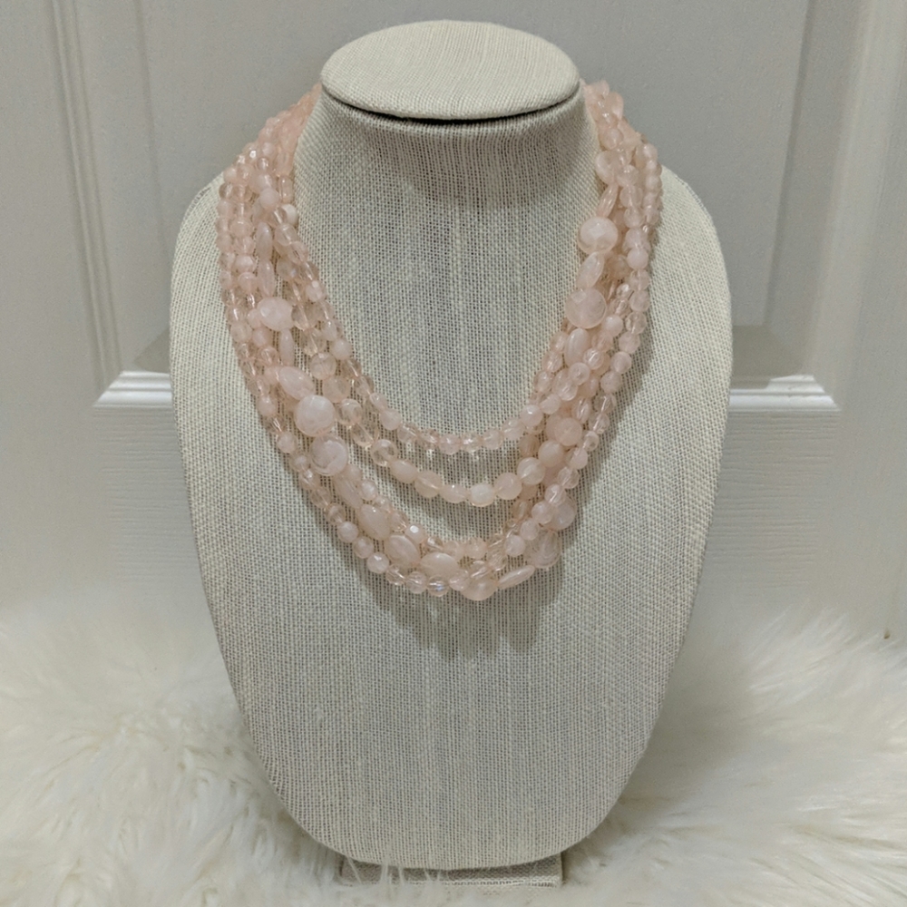Acrylic Rose Quartz Costume Jewelry Necklace